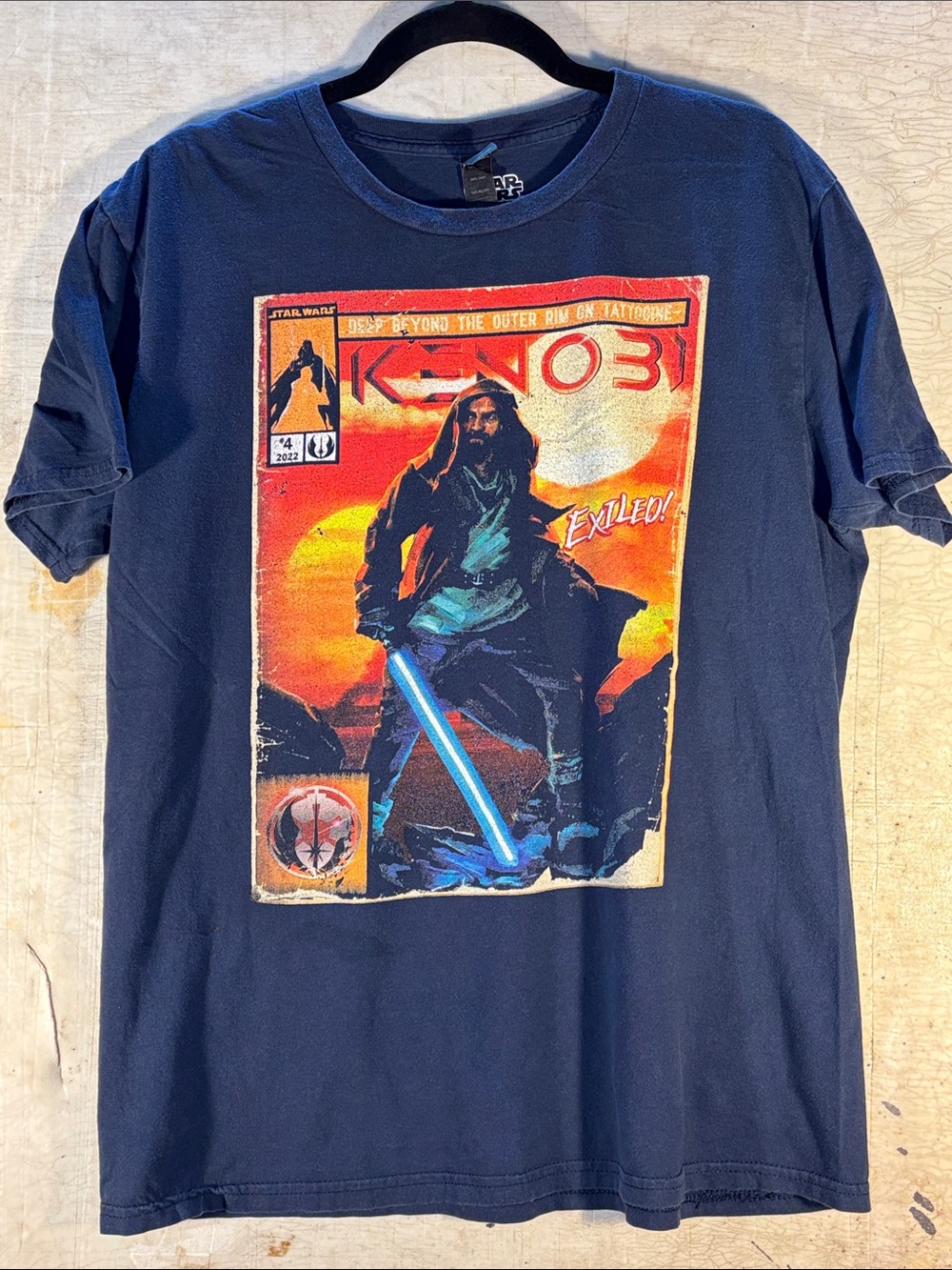 Star Wars Navy Graphic Tee with Orange & Blue Exiled Knight Art